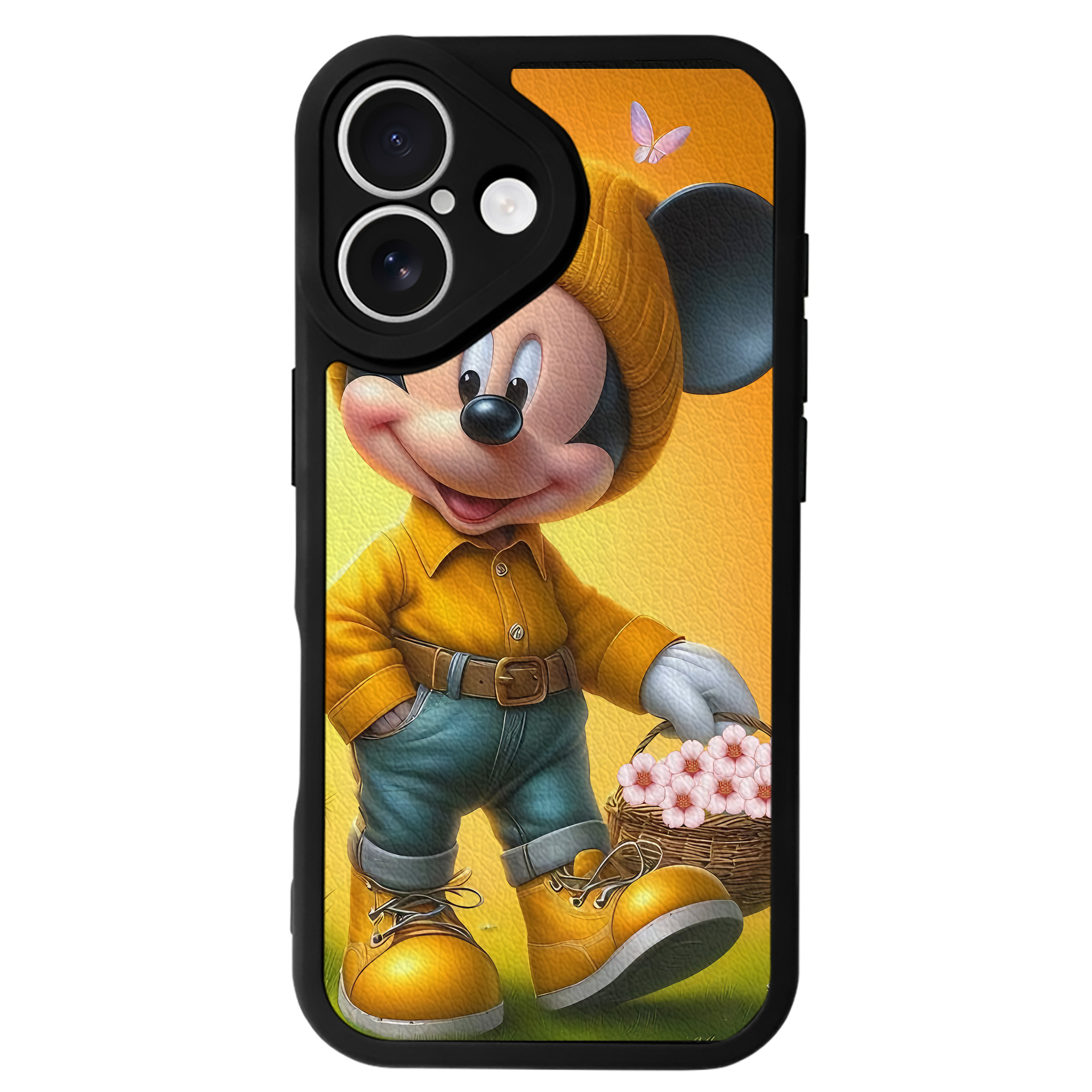 （画像用） ミッキーマウス Mickey Mouse 【iPhone 16シリーズ対応】シリコンスマホケース（レザー調） 材質：シリコン